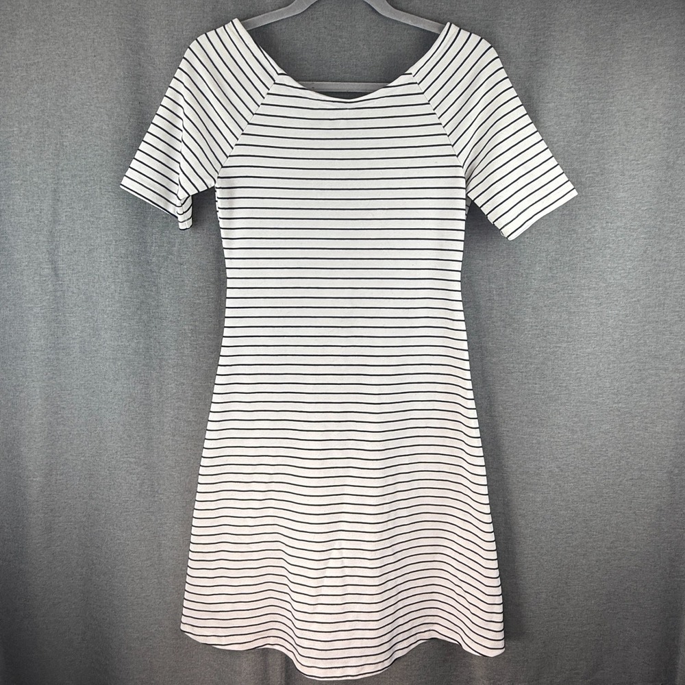 Zara Trafaluc Striped Fit Flare Dress Women's Size Small  White‎ Black Nautical